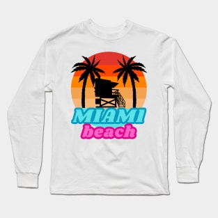 Vintage Miami beach Lifeguard Tower Long Sleeve T-Shirt